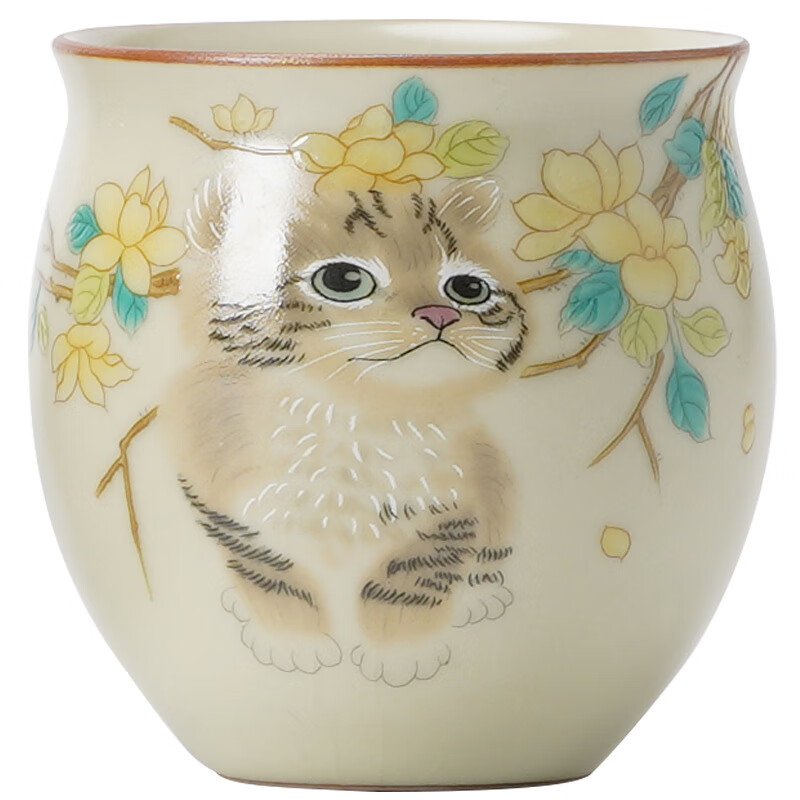 汝窑陶瓷茶杯 黄花猫 75ml 22.9元（需用券）