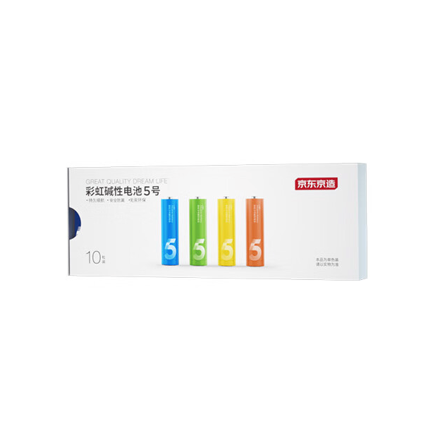京东京造 LR6S10 彩虹碱性电池5号 1.5V 10节单色 7.89元（需用券）
