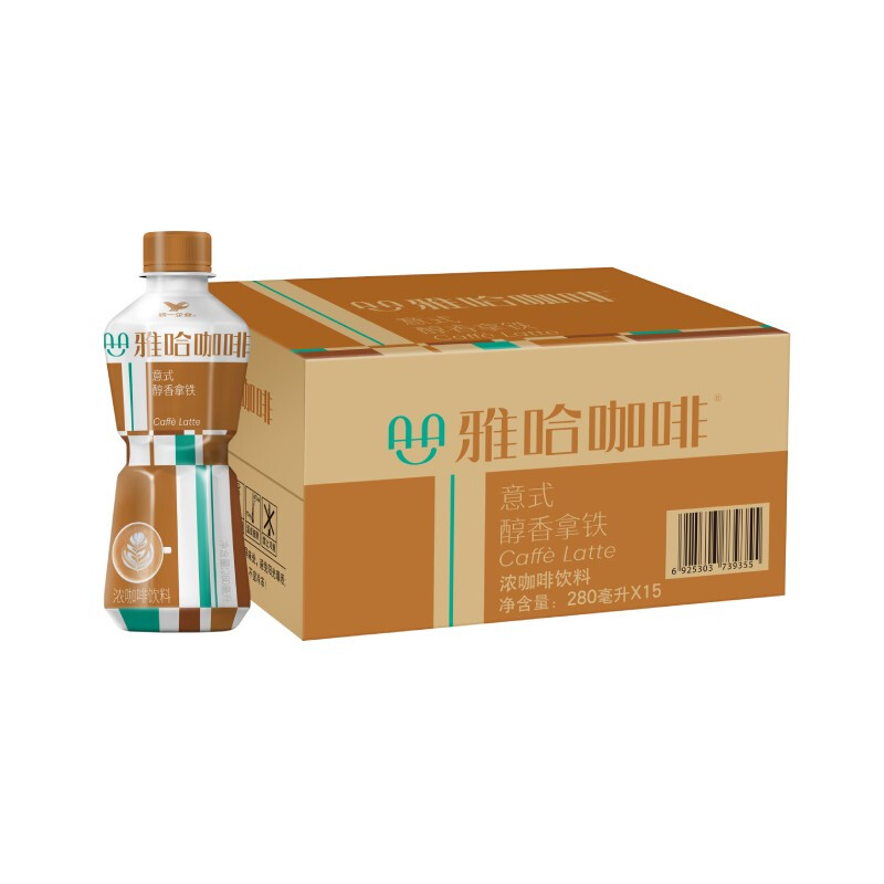 统一 雅哈 意式醇香拿铁咖啡280ml*15瓶/箱 （新旧包装交替发货 33.12元