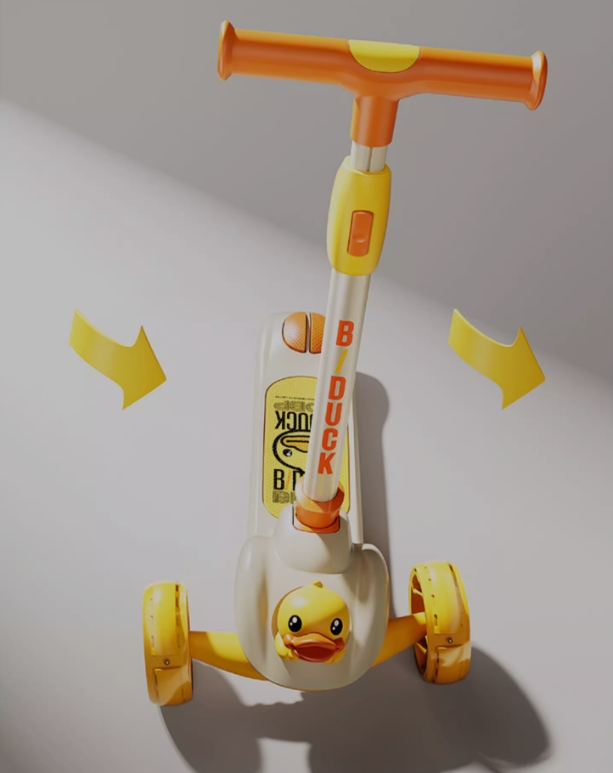B.Duck 官方 小黄鸭儿童滑板车闪光可折叠伸缩滑滑车3-6岁男女童 150元（需用券）