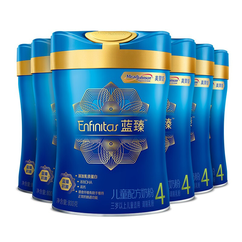 Enfinitas 蓝臻 美赞臣蓝臻 儿童奶粉 配方调制乳粉4段(3岁以上)800g*6 全面营养 