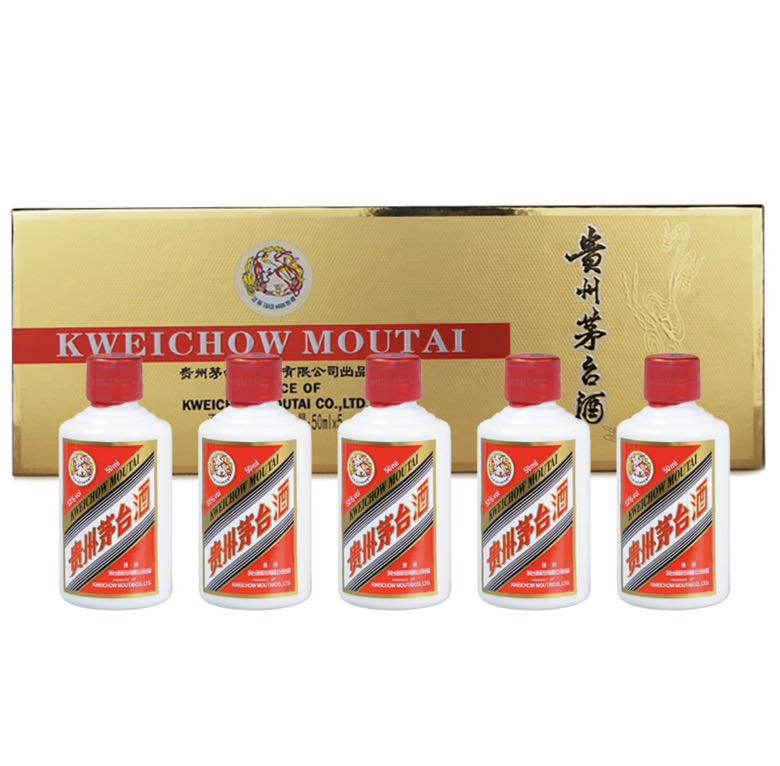 茅台 MOUTAI 飞天茅台 53%vol 50ml×5瓶装（小金条）酱香型白酒 894.18元