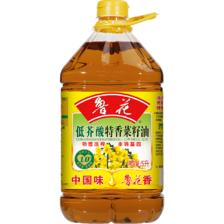 需入会、 Plus：luhua鲁花 食用油 低芥酸 非转基因物理压榨 特香菜籽油 5L 83.8