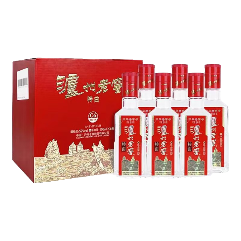 plus会员:泸州老窖 特曲 浓香型白酒 100ml*6瓶 小酒 盒装款 plus到手191.02元，合