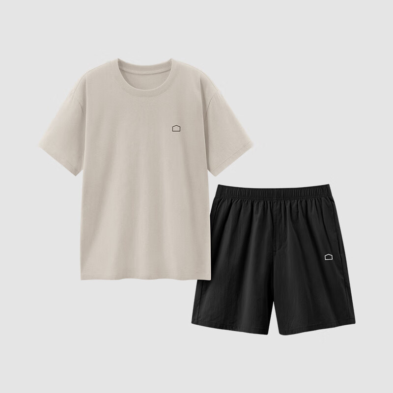 蕉内 305H纯棉睡衣男女士100%棉春夏短袖家居服套装 茶灰 XXL 114.63元（需用券