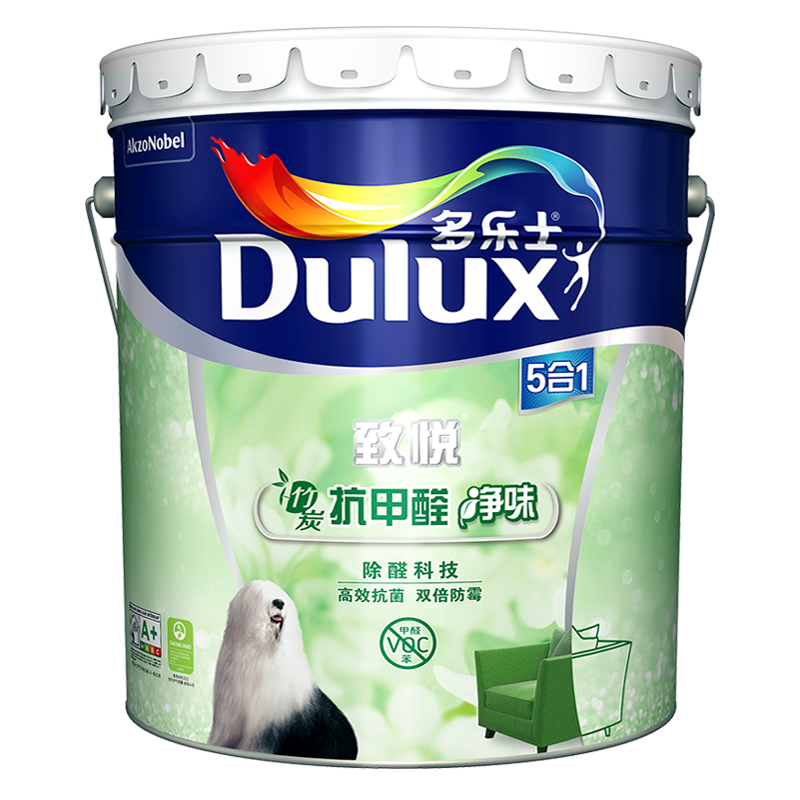 多乐士（Dulux）乳胶漆致悦竹炭抗甲醛净味五合一内墙油漆涂料防霉墙漆A8146