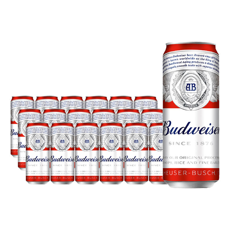 百亿补贴：Budweiser 百威 啤酒经典醇正500ml*18罐装 无手提袋 大罐屯货 95元（