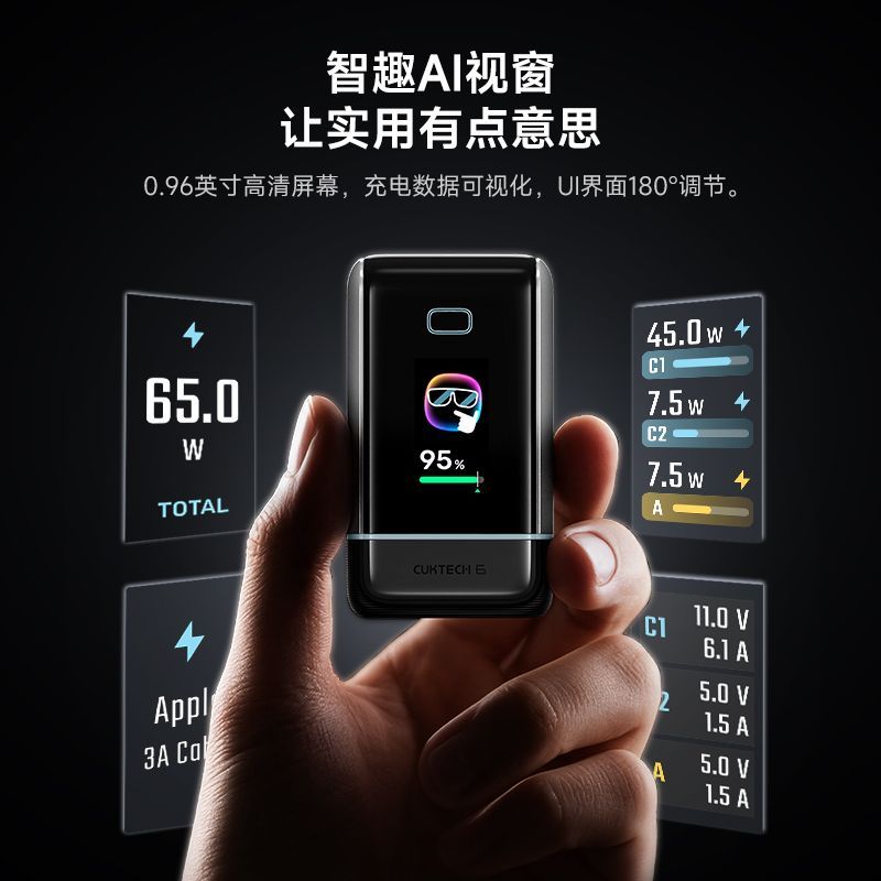 酷态科 6号屏显充Ultra 氮化镓100W手机充电器 97.9元