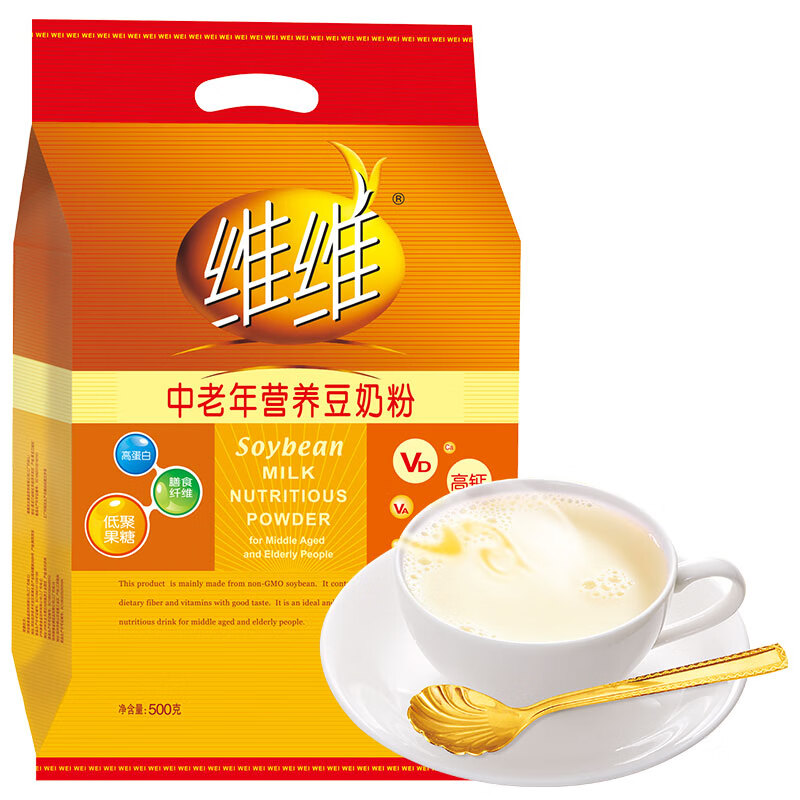 维维 中老年豆奶粉500g/袋营养早餐速溶即食冲饮代餐非转基因大豆 17.5元