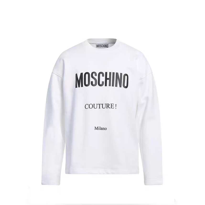 MOSCHINO 秋冬男装圆领白色长袖T恤束口logo撞色印花50 219.55元（需买2件，需用
