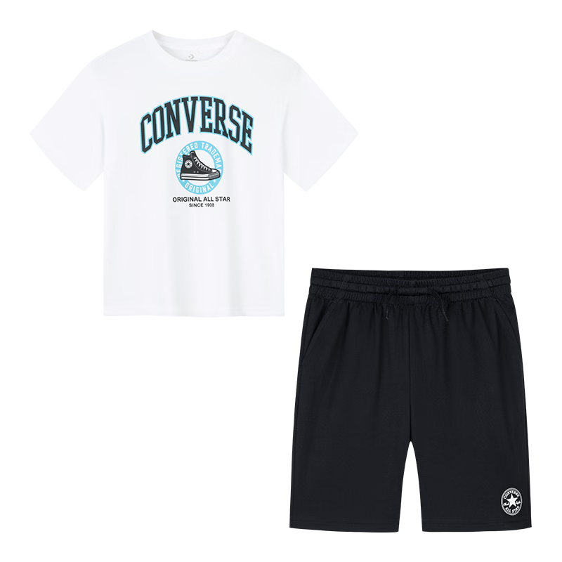 匡威 童装男童套装 2025夏季新款休闲短t短裤两件套 136.8元