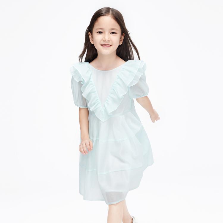 Little MO&CO. 童装夏装新款女童泡泡袖短袖连衣裙甜美公主裙 363元