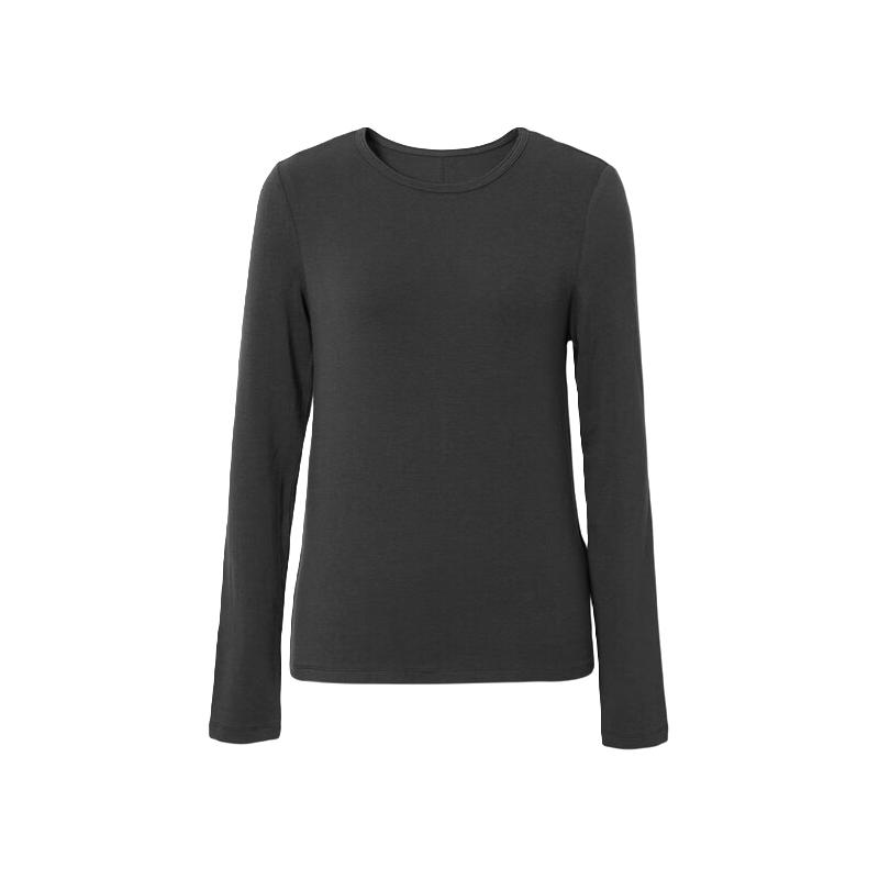 伊芙丽 蒋欣代言伊芙丽2025圆领羊绒打底衫秋冬厚款保暖内搭T恤女 深灰 圆