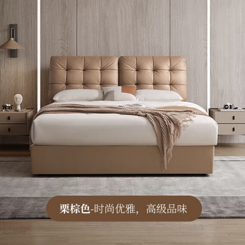 家装季：CHEERS 芝华仕 C607 现代简约真皮储物床 栗棕色 1.8米储物款 4999元包