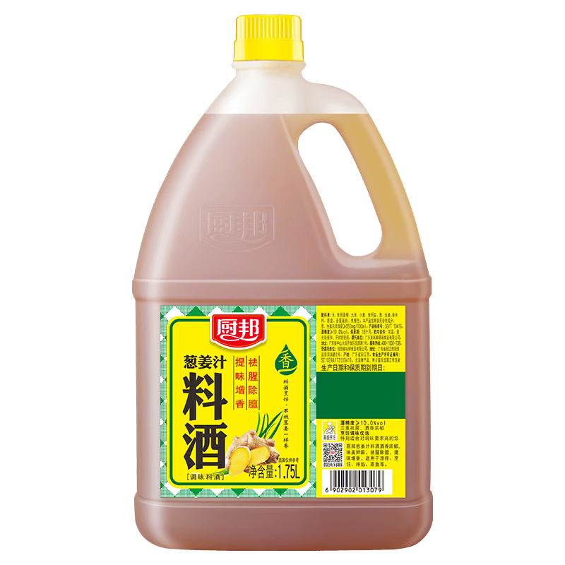 PLUS会员：厨邦 10度 葱姜汁料酒 1.75L 去腥添香 6.9元包邮+返2元超市卡