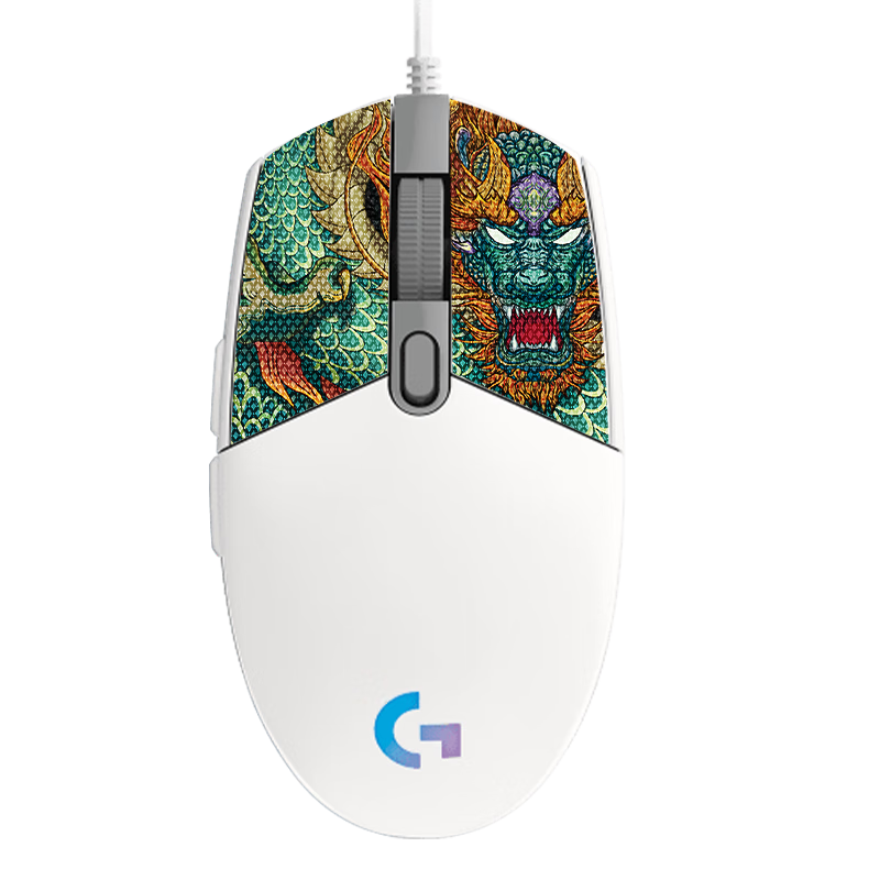 罗技 GG102 游戏鼠标有线机械RGB 白色/黑色二代+苍龙防滑贴 88.73元（非PLUS会