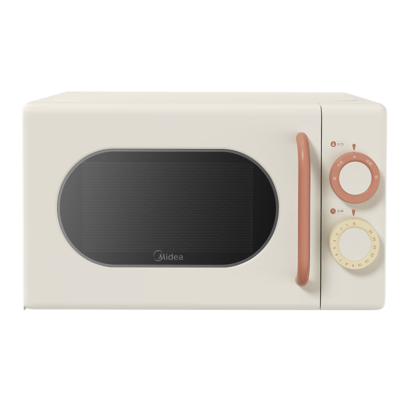 美的 小滋味系列微波炉 M2H1 20L 变频家用 奶油风复古转盘式 一级能效低频轻