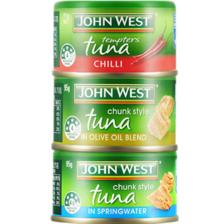 plus：JOHN WEST 西部约翰 进口金枪鱼罐头 橄榄油浸3罐 味美 一月新货 33.26元包