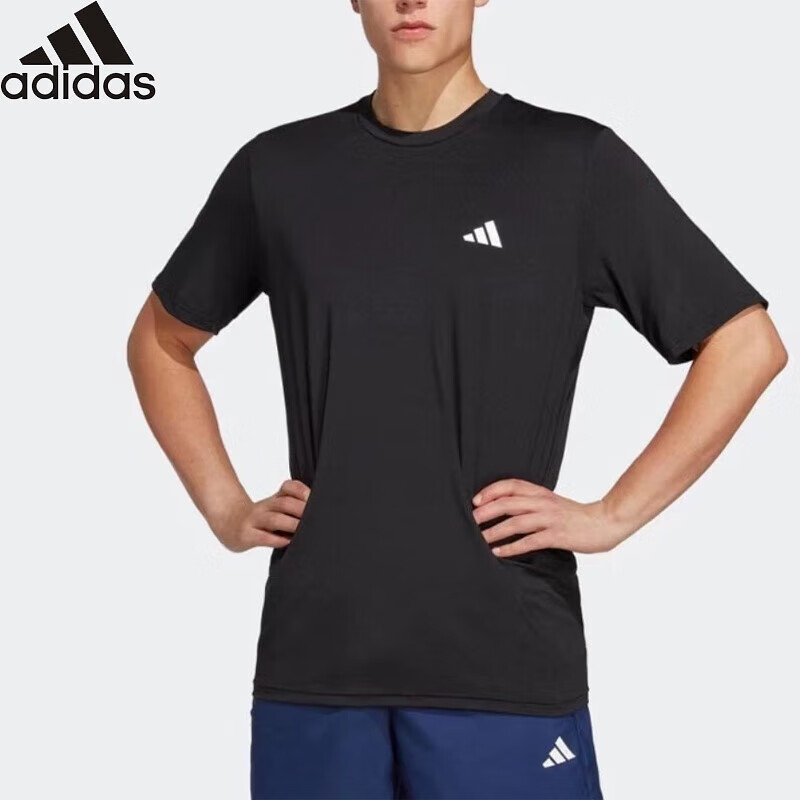 adidas 阿迪达斯 男子夏季快干舒适圆领透气休闲运动短袖上衣 A/L码 104元（需