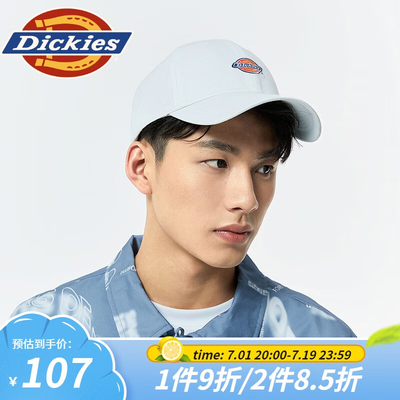 Dickies 帝客 男女同款棒球帽 可调节潮流休闲鸭舌帽8 0 白色 可调节 124元