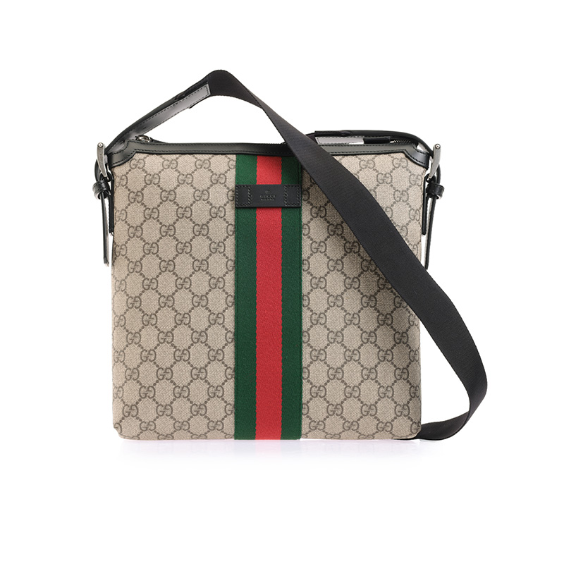 GUCCI 古驰 男款红绿条纹老花帆布包邮差包单肩包斜挎包 5509.05元（需用券）