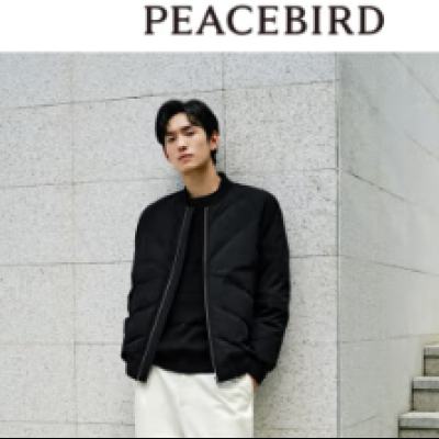 PLUS会员：PEACE BIRD 太平鸟男装 羽绒服棒球领短款男 黑色 215.58元包邮（需凑