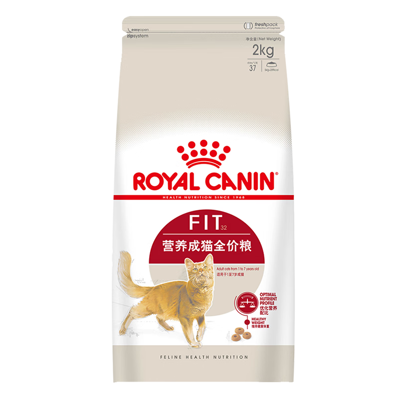 plus，需凑单：皇家 成猫猫粮 营养均衡 F32 通用粮 1-7岁 2KG 74.11元+1元养宠权