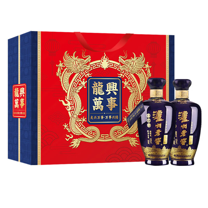 移动端、京东百亿补贴：泸州老窖 头曲 52度 蓝花瓷 500ml*2瓶 礼盒 145.8元