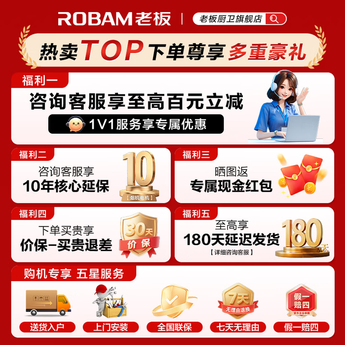老板 20A8S 小黑翼顶侧双吸 黑色 吸油烟机 1700元 - 线报酷