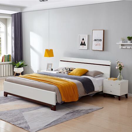 QuanU 全友 家居 床现代北欧双人床 卧室家具板式床大床婚床121803 单床 1800 998