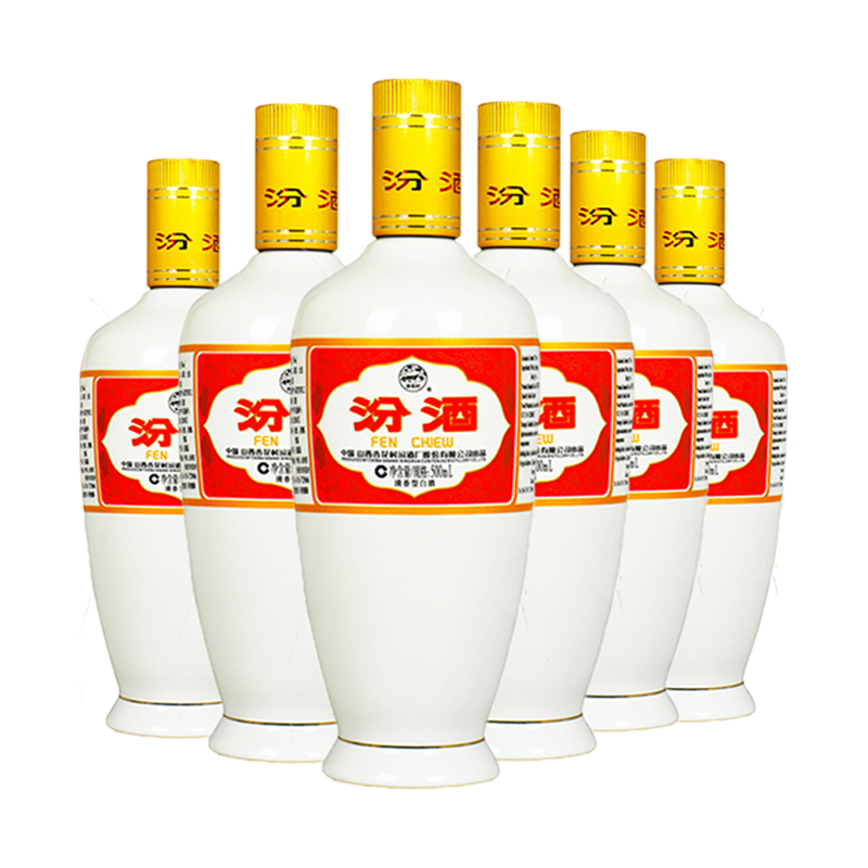 汾酒 出口白瓷 清香型白酒 53度 500ml*6瓶 302.49元