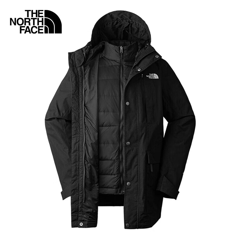 THE NORTH FACE 北面 冲锋衣男户外保暖羽绒内胆三合一冲锋外套8DMJ 黑色/JK3 M 213