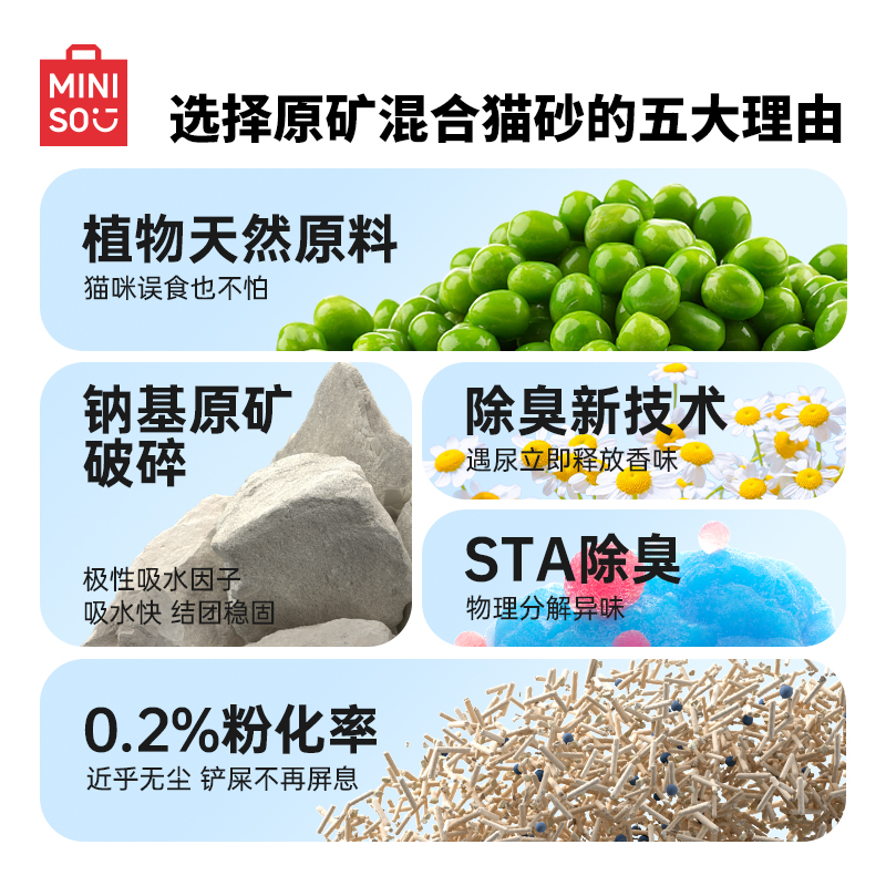 MINISO 名创优品 INISO 名创优品 木薯豆矿物混合猫砂4包10kg 54.9元