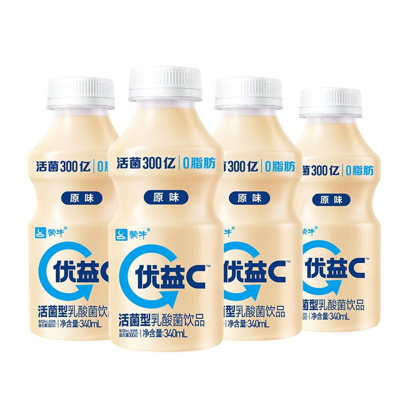 蒙牛 优益C活菌型乳酸菌饮品0脂肪益生菌原味340mL*4瓶（买4赠2） 6.98元（需