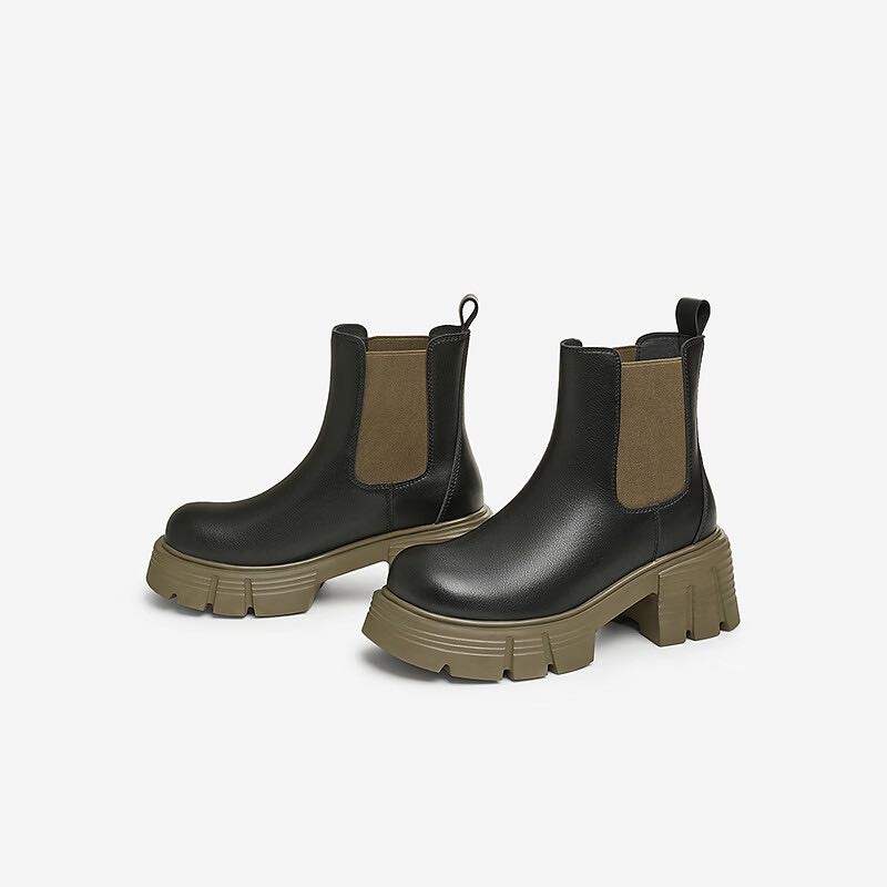 PLUS会员：他她 2024冬时尚休闲切尔西靴女CZB01DD4 黑/绿 38 97.05元（需用券）