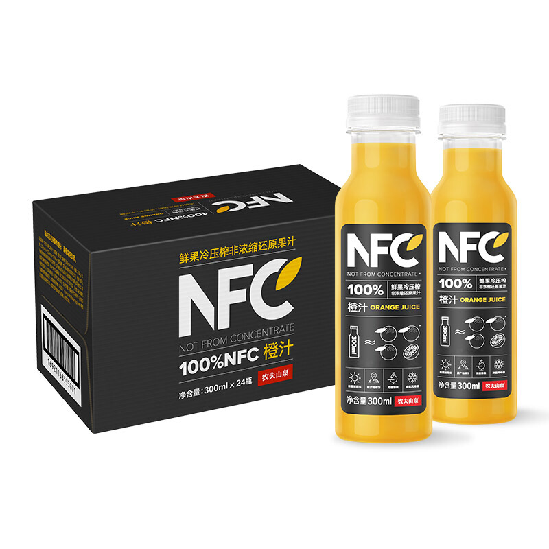 NONGFU SPRING 农夫山泉 NFC橙汁 300ml*24瓶 整箱装 132.6元
