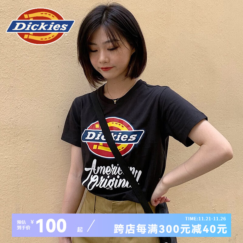 Dickies 帝客 短袖 情侣款印花短袖t恤 DK007386 黑色 XS 259元