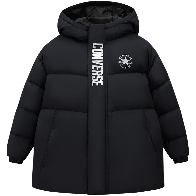 匡威 羽绒服2025冬季加绒加厚防风保暖外套潮流童装百 正黑色 216元
