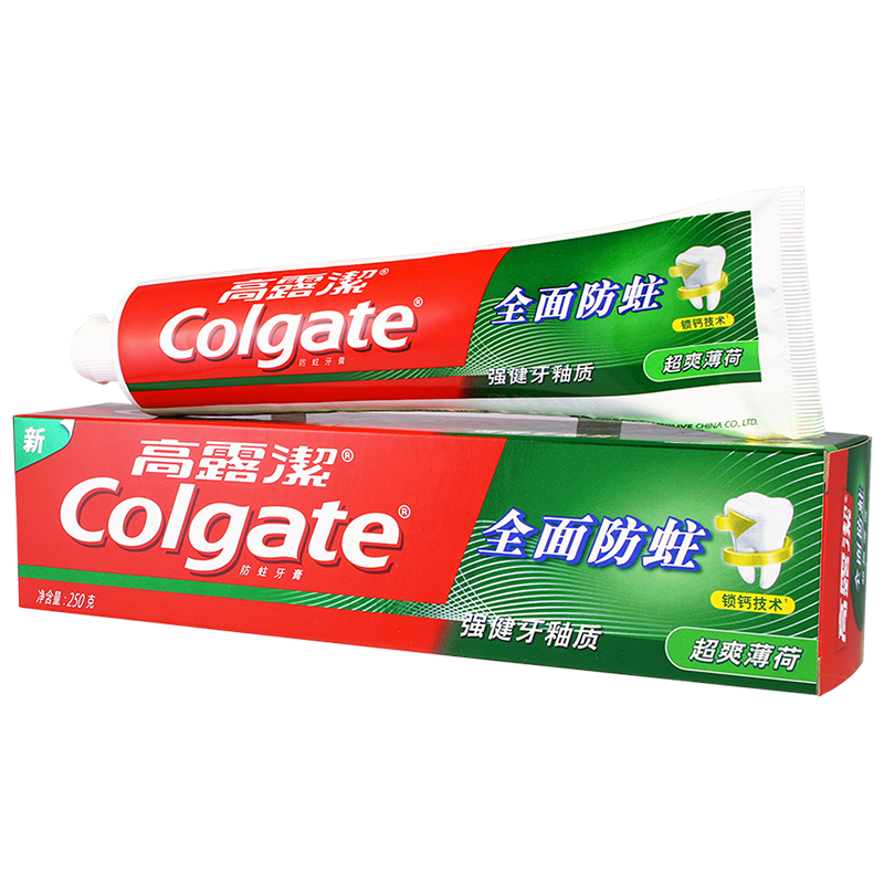 plus会员、需弹券:高露洁（Colgate）全面防蛀超爽薄荷味牙膏大容量250g 强健牙釉质清新口气去口臭 6.76元包邮