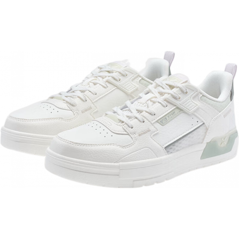 特步 裂变板鞋 女鞋 2024夏季新款 小白鞋 帆白/青石灰 36 59元