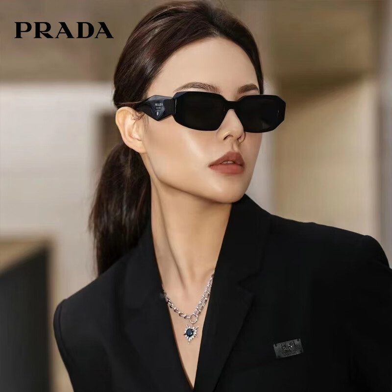 PRADA 普拉达 潮流窄方形气质男女太阳镜防晒墨镜眼镜0PR17WSF1AB5S051 1550.6元