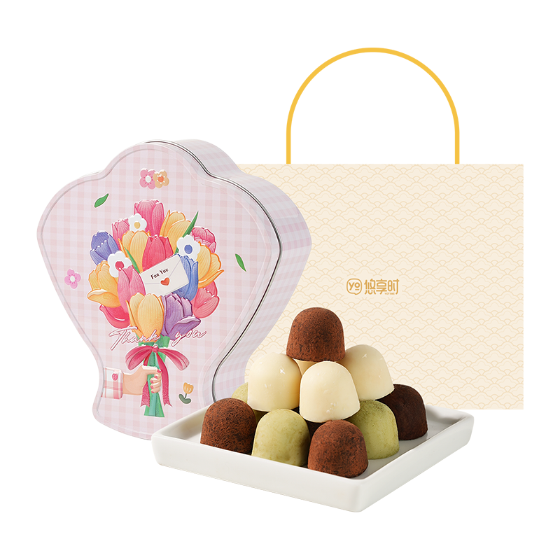 PLUS会员：悠享时（YOTIME）纯可可脂零食松露型巧克力 花颜巧语巧克力 礼盒