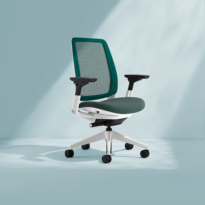 Steelcase 世楷 Series 2 人体工学椅 尼龙脚 升降扶手 孔雀绿白框透气款 4479元（