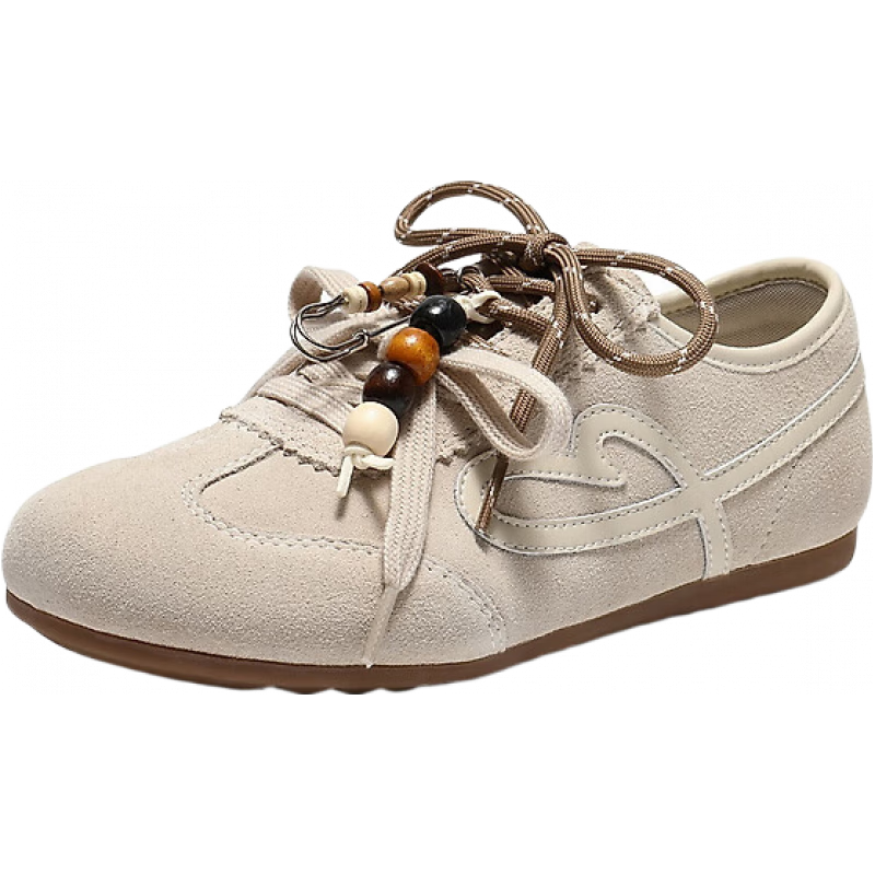 百丽 双鞋带串珠阿甘鞋女2026春舒适薄底休闲鞋E9U1DAM6 杏色 36 469元（需用券