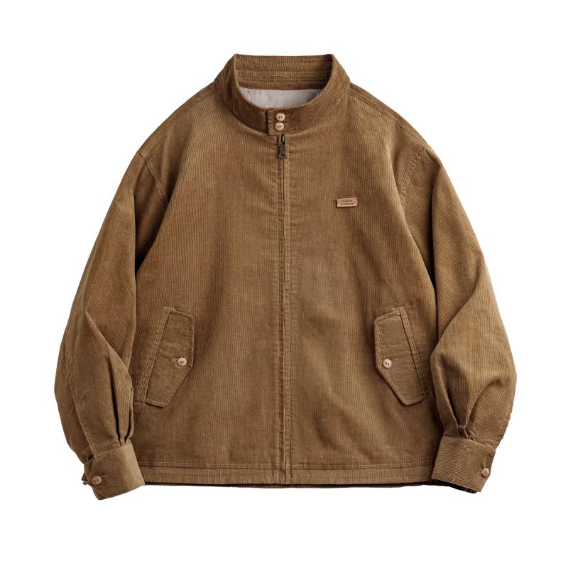 马登 工装 美式复古灯芯绒哈灵顿G9夹克男春阿美咔叽日常休闲立领外套 沙