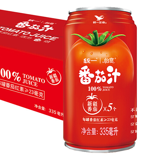 统一 100%番茄汁0脂精选新疆番茄 浓缩还原335ml*24罐西红柿汁火锅搭子 58.55元