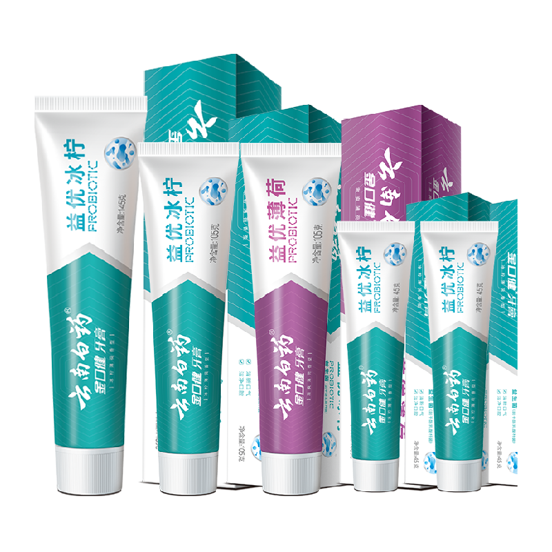云南白药 牙膏益生菌清新口气445g家庭家用5支装 ¥33.82