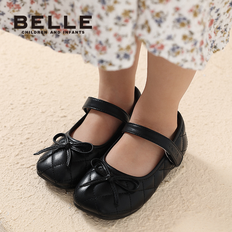 88VIP：BeLLE 百丽 童鞋女童黑皮鞋幼童学步宝宝鞋秋季新款儿童单鞋时尚小公