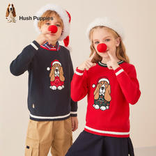 暇步士 补贴 ）新年童装男童女童圣诞款线衣时尚舒适柔软个性 珊瑚红 104元