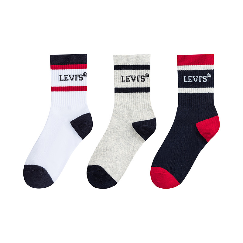 移动端、88VIP：Levi's 童袜儿童中性袜子2026新款男童女童3双装运动中筒袜 56.1